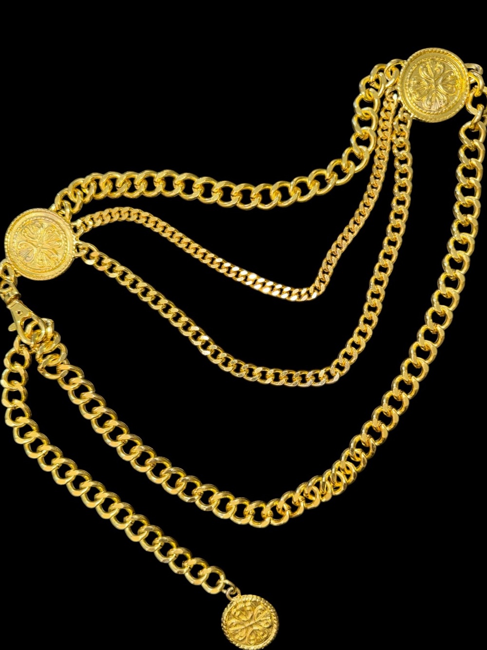 Vintage Gold Medallion Chain Link Belt